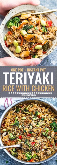 one pot instant pot of teriyaki rice with chicken