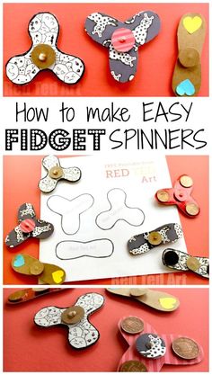 how to make easy fidgett spinners with paper and buttons on the side