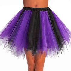 PRICES MAY VARY. Tutu skirts for women with a comfortable elastic crochet waistband are made of 5 layered soft polyester tulle for a a layered look or a single row. Fluffy tutu skirt looks full and can show a swollen and flowing beauty. Women's petticoat length 20.5 inches, elastic waistband stretches from 29.5 relaxed to 47.2 inches fully stretched. Bubble skirt with lightweight, durably and stretchy fits most adult women and girls. Dance skirt available in 5 colors, black red, black orange, bl Tutu Skirts For Women, Elastic Crochet, Crochet Waistband, Purple Clothing, Tutu Skirt Women, Dance Skirts, Classic Halloween Costumes, Tutu Skirts, Running Skirts