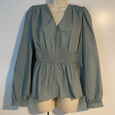 Nwt, Size Large! Sage/Green Color. Comes With An Extra Button. Each Sleeve Has A Button Enclosure. 100% Cotton. Approx Measurements By Me, As Pictured: Pit To Pit: 21 Inches Stretchy Waist Band Area: 16.5 Inches Top To Bottom: 23 Inches Pit To Sleeve End: 19 Inches Trendy Gap Tops For Spring, Gap Tops For Spring, Trendy Long Sleeve Tops From Gap, Trendy Long Sleeve Tops By Gap, Trendy Long Sleeve Gap Tops, Gap Cotton Blouse, Gap V-neck Tops For Fall, Fitted Button-up Gap Tops, Fall Button Closure Top By Gap