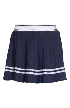 A logo-jaquard waistband brings signature sporty flair to this elevated pleated miniskirt. 14" center front length; 2 1/2" inseam; 19" leg opening (size Medium) Elastic waist Partially lined 94% polyester, 6% elastane Machine wash, dry flat Imported Asian & Pacific Islander Owned/Founded Pleated Miniskirt, Pacific Islander, Sporty And Rich, Fabric Gift Bags, Nordstrom Store, Fabric Gifts, Free Fabric, Elastic Waist, Mini Skirts