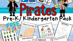 pirates prek - k / kindergarten pack with free printable worksheets and activities