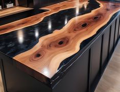 Mocktail Counter, Bar Counter Top, Live Edge Countertop, Epoxy Kitchen, Wood Countertops Kitchen, Coffee Counter, Kitchen Counter Top, Ranch House Decor, Wood Resin Table