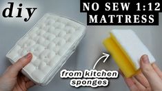 two hands holding sponges and a mattress with no sew 11 / 12 mattresses