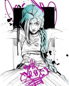 Jinx’s Drawings Arcane, Arcane Vi And Jinx Art, Arcane Line Art, Jinx Arcane Sketch, Jinx Black And White, Jinx Drawing Pencil, Jinx Arcane Tattoo, Jinx Tattoo Ideas