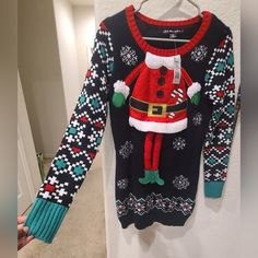 Black Red White And Green Ugly Sweater Dress!! United States Sweaters Holiday Size Xs!! Ugly Sweater Outfits, Ugly Sweater Christmas, Small Dress, Ugly Sweater, Holiday Dresses, Holiday Ideas, Sweater Outfits, Black Red, Christmas Sweaters