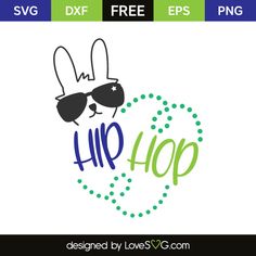 an image of a bunny with sunglasses and the word hip hop