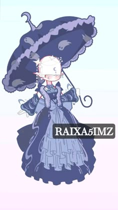 a cartoon character holding an umbrella with the word raxa5imz on it