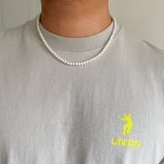 Details: - Real freshwater pearls (these are high-quality real pearls, not made out of plastic) - Pearl strung on silk thread - 14k Gold filled lobster clasp - water-resistant and will not tarnish Men's Length Guide: 16"  -  More of a high neck/collar style, can be a choker if petite 17"  -  Basic choker length and rests at base of neck 18"  -  Rests at collarbone  19"  -  Relaxed fit, rests a little beneath collarbone (model is wearing 19" in photos) 20"  - Looser fit, rests at chest level **All pearl necklaces are made and fit to order and will be final sale** ☆ Want a custom length or need a 2" extender? Message us and we can make a custom necklace length for you! ☆ ▶ Check out our shop for more - https://www.etsy.com/shop/shopseewhy Men’s Pearl Necklace, Mens Pearl Necklace, Pearl Necklace Men, Small Pearl Necklace, Pearl Necklace Freshwater, Diy Pants, Boys Necklace, High Neck Collar, Thick Chain Necklace