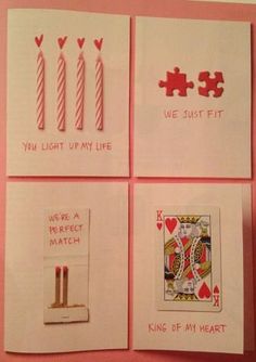 four cards with different designs on them and the words, we light up my life