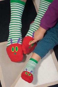 The Very Hungry Caterpillar Crew – Sock Dreams Cute Cotton Socks For Playtime, Playful Green Socks For Gifts, Playful Red Cotton Socks, Playful Multicolor Cotton Socks, Playful Non-slip Cotton Socks, Fun Non-slip Socks For Playtime, Multicolor Cotton Socks For Playtime, Fun Round Toe Socks For Playtime, Fun Green Cotton Socks