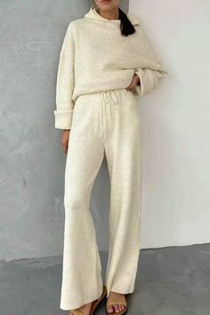 The Casual Sunday Sweatpant is perfect for cozy lounge fashion, with its soft knitted, lightweight fabric and matching two-piece set. At a fraction of the weight of traditional outerwear, this set provides comfort and style in all weather conditions. Perfect for those Sunday mornings. Sweatshirt + Pants sold separately Wide Leg Pant Outfit, Knit Two Piece Set, Wide Leg Pant Suit, Leg Pants Outfit, Outfit Streetwear, Knitted Suit, Two Piece Pants Set, Sweatshirt Set, Loose Outfit