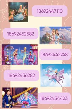 the disney princesses and their numbers are shown