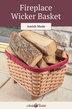 a basket filled with logs sitting on top of a floor