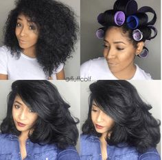 Try This Amazing Roller Set On Natural Hair Style for medium to long hair Roller Set On Natural Hair, Roller Sets, Hair Colorful, Natural Hair Beauty