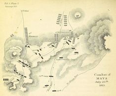 an old map shows the battle of maya and its positions in which they were fought