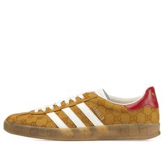 (WMNS) Adidas Gazelle x Gucci 'GG Monogram' 707868-UWV20-7162 (SNKR/Skate/Casual/Women's/Classic/Crossover) Gucci Gazelle Outfit, Gazelle Outfit, Adidas X Gucci, Gucci Adidas, Sneakers Adidas, S Monogram, Adidas X, Adidas Gazelle, Diaper Backpack