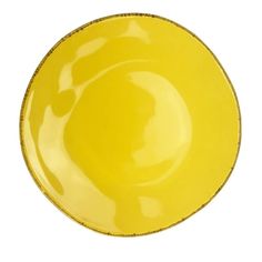 an empty yellow plate on a white background