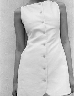 Editor's Notes:A softly sculptural mini-dress featuring a lean silhouette, a bateau neckline and buttons down the front. Design Moda, Bateau Neckline, Looks Chic, Mode Vintage, Mode Inspiration, Look Fashion, Passion For Fashion, Classy Outfits, Fashion Inspo Outfits