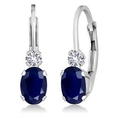 Great Shopping 14K White Gold Sapphire and White Created Sapphire Earrings For Women (1.18, Fine Jewelry Blue Oval Earrings With Diamond Accents, Classic Blue Oval Diamond Earrings, Classic Blue Diamond Earrings, White Gold Sapphire, Sapphire Earrings, Ancient Civilizations, Women's Earrings, Jewelry Watches, Sapphire