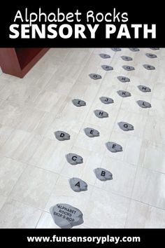 the alphabet rocks are shown on the floor in this fun activity for kids to play with