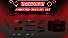 an animated overlay set with hearts and heartbeats on the top, in red