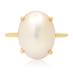 Large Oval White Pearl Ring – Milestones by Ashleigh Bergman Luxury Oval Pearl Ring, Oval Pearl Rings For Formal Occasions, Oval Yellow Gold Pearl Ring, Oval Pearl Ring In Yellow Gold, Elegant Oval Opal Ring With Polished Finish, Timeless Oval Rings With High Luster, Elegant Oval Rings With Pearl Drop, Classic Cabochon Pearl Ring For Formal Occasions, Elegant Oval Pearl Drop Rings