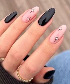 Starry Nails, Paznokcie Hello Kitty, Nye Nails, Dark Nail, New Years Eve Nails, Nagel Tips, Smink Inspiration