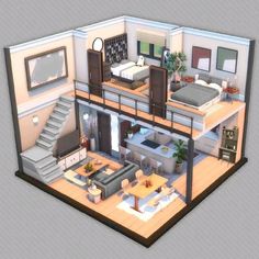 Loft House Design, Sims 4 House Plans, Tiny House Loft, House Floor Design, Building House Plans Designs, Sims 4 House Design, Sims House Plans, House Layout Plans