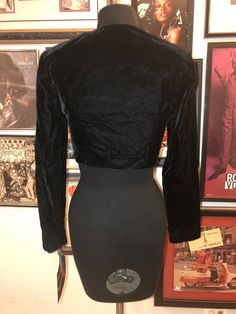 "Super cute velvet overjacket. Gantos store went out of business in the 90's. Original $120 price tag still attached. Made in USA Tag size 5/6 Measurements laying flat 14\" pit to pit 15\" length" Vintage Tops For Night Out In Winter, Vintage Velvet Outerwear For Fall, Vintage Velvet Winter Outerwear, Vintage Velvet Long Sleeve Blazer, Vintage Velvet Blazer For Fall, Vintage Velvet Party Outerwear, Vintage Black Velvet Outerwear, Black Vintage Velvet Outerwear, Black Velvet Vintage Outerwear