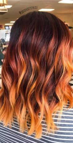 Sunflower Hair Color Ombre, Sunflower Hair Color, Copper Pink Hair, Red Ombre Hair Color, Auburn Hair Ideas, Hairdye Ideas, Hair Colours Ideas, Fall Hair Inspo, 2024 Color Trends