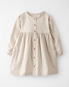 Toddler Organic Cotton Corduroy Button-Front Dress - Little Planet | Carter's Parent Dr, Girls Frocks, Planet Clothing, Mini Outfit, Long Sleeve Ruffle Dress, Cozy Dress, Button Front Dress, Corduroy Dress, Toddler Girl Dresses