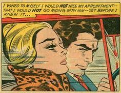 an old comic strip with a man and woman in a car talking to each other