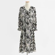 Fabric: Chiffon Commuting: Retro Size: s, m, l, XL Color: green, black, gray blue Floral Dress Long, Floral Dresses Long, Long Sleeve Floral Dress, Dress Long, French Vintage, Floral Dress, Black Gray, Blue Grey, Long Dress