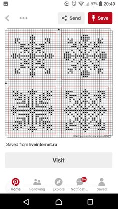 the cross stitch pattern is displayed on an iphone screen, and it appears to be in progress