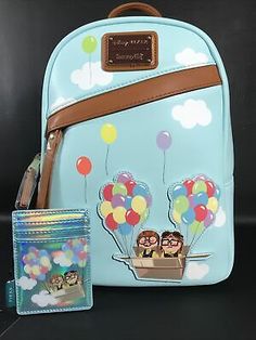 (eBay) Loungefly Disney Pixar Up Adventure Carl & Elllie Mini Backpack & CardHolder Disney Rectangular Backpack For Everyday Use, Disney Themed Rectangular Backpack For Everyday Use, Carl And Ellie, Disney Bags Backpacks, Holographic Design, Paradise Falls, Disney Pixar Up, Disney Bags, Loungefly Bag