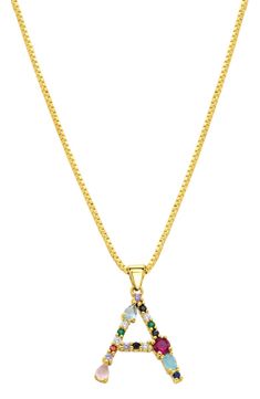 Adornia CZ Initial Pendant Necklace | Nordstromrack Yellow Gold Initial Necklace With Cubic Zirconia, Yellow Gold Cubic Zirconia Initial Pendant Necklace, Yellow Gold Cubic Zirconia Initial Necklace, Gold Cubic Zirconia Initial Pendant Necklace, Gold G, Initial Pendant Necklace, Cz Pendant, Creating Jewelry, Initial Pendant