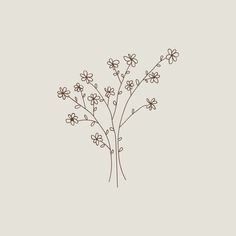 a drawing of some flowers on a gray background