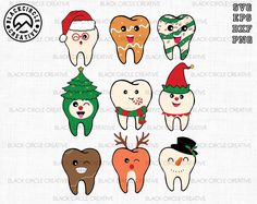 Two Front Teeth Christmas Card, Christmas Teeth Dental, Teeth Christmas, Holiday Dental Office Shirts, Dentist Christmas, Dental Christmas, Christmas Dental, Dental Art, Black Circle