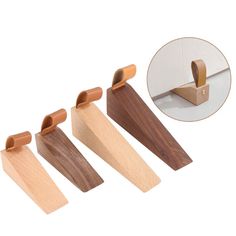 three pieces of wood are being used to make a wooden holder for clothes and other items