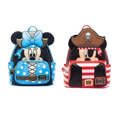 Loungefly Disney Pirate Minnie & Mickey Mouse Cosplay Mini Backpack Brand New- With Tags Adjustable Straps Zip Around Closure Dimensions 10.5h X 9w X 4.5d Mouse Cosplay, Mermaids Kissing, Loungefly Purse, Mickey Mouse Bag, Friends Fanart, Disney Ducktales, Disney Loungefly, Sequin Backpack, Disney Pixar Up