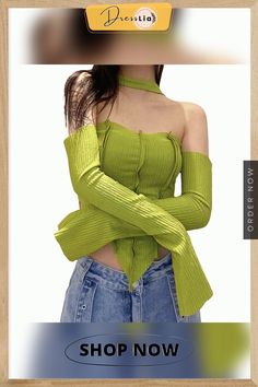 Women Sexy Elegant Knit T Shirts Y2k Soft Fabric Off Shoulder Halter Long Sleeve Crop Tops Autumn Skinny Tee Shirts Y2k High Stretch Tops For Fall, Y2k High Stretch Fall Tops, High Stretch Y2k Tops For Fall, Y2k Stretch Tops For Fall, Y2k Fitted Crop Top For Winter, Spring Y2k High Stretch Crop Top, Halter Long Sleeve, Crop Top Autumn, T Shirts Y2k