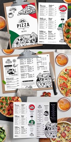 the pizza menu is displayed with different types of toppings and other items to choose from