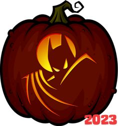 a halloween pumpkin with a bat on it