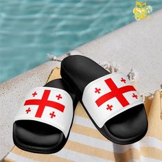 These women's slides are a must-have for the Summer. A pair of these will keep you comfy throughout your day at the game, park, beach or pool. Even the grocery store. Thanks to the cushioned upper strap and the textured footbed insole. * Cushioned and durable faux leather upper strap * Lightweight polyurethane (PU) outer sole * Contoured, textured footbed insole * Stitched around the upper perimeter for extra durability * Spot clean only Disclaimer: The shoes will have a glue-like smell when ope Soccer Fan Gifts, Euro Cup, Open Toed Shoes, Soccer Fan, Mens Slides, Soccer Fans, Womens Slides, Team Gifts, Flip Flop Sandals