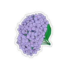 a purple flower sticker on a white background