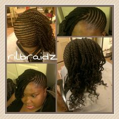 Cornrow with single side twist by Rilbraidz Bob Sew In, Sew In Braids, Side Twist, Black Braided Hairstyles, Braids Styling, Hair Braiding Styles, Braiding Styles, Cornrow