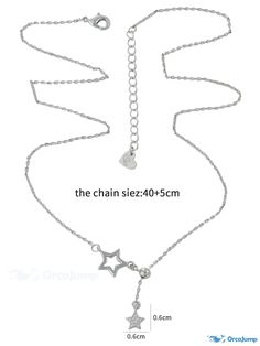 OrcaJump - Sterling Silver Star Charm Necklace Silver Star Charm Necklaces For Party, Silver Star-shaped Charm Necklaces For Party, Silver Star Necklace With Chain, Party Star Charm Necklaces, Star-shaped Chain Necklace As Gift, Star-shaped Chain Necklace For Gift, Party Necklaces With Star Charm, Party Necklace With Star Charm, Party Star Necklace With Adjustable Chain