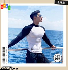 Men's Casual Color Contrast Slim Fit Long-sleeved Round Neck Breathable Sports T-shirt Long Sleeve Summer Sports Top, Long Sleeve Sports Shirt For Summer, Long Sleeve Shirt For Summer Sports, White Rash Guard For Summer Sports, White Rash Guard For Sports In Summer, Summer White Rash Guard For Sports, Casual Rash Guard With Crew Neck, Casual Fitted Rash Guard With Crew Neck, Moisture-wicking Long Sleeve Summer Top