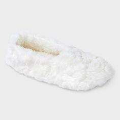 Slip into warmth and comfort with the Women's Faux Fur Cozy Pull-On Slipper Socks with Grippers from Auden™. These pull-on style slippers offer a soft flexible sole, great for lounging at home & easily packable when you're on the go. These soft, plush slippers will keep your feet snug, while the grippers on the bottom add safety on slippery floors. Auden™: Fit for you in every way. Comfy White Slippers With Soft Texture, Cozy Soft Slippers For Fall, White Fluffy Comfy Slippers, White Synthetic Winter Slippers, Slippery Floor, Plush Slippers, Sock Packs, Slipper Socks, Frankenstein